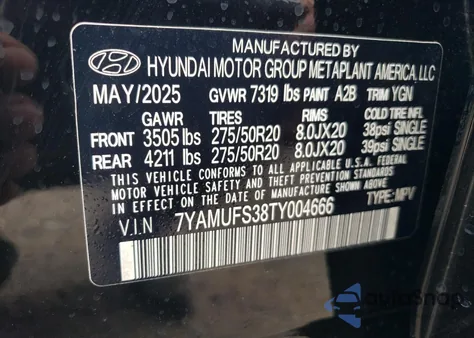 2026 Hyundai Ioniq 9 Sel z USA, uszkodzony, nr VIN 7YAMUFS38TY004666